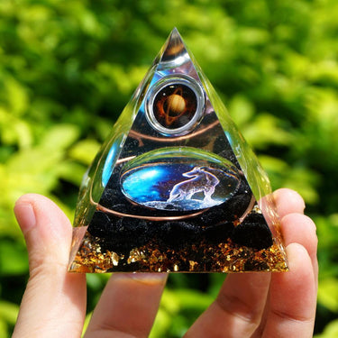 #110-Handmade Obsidian CAPRICORNUS & SATURN 'WISDOM' ORGONITE Pyramid